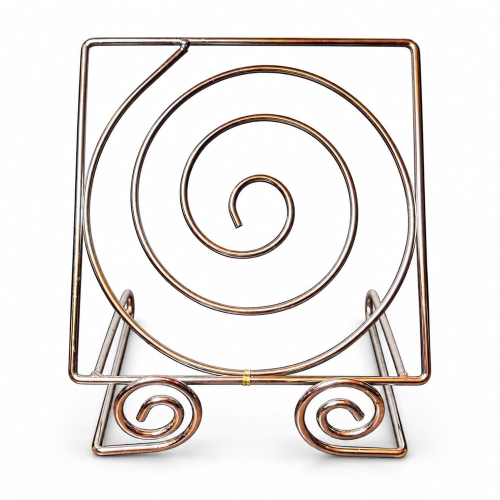 Vintage Chrome Wire Cookbook Stand Spiral Scroll Recipe Book Holder Kitchen